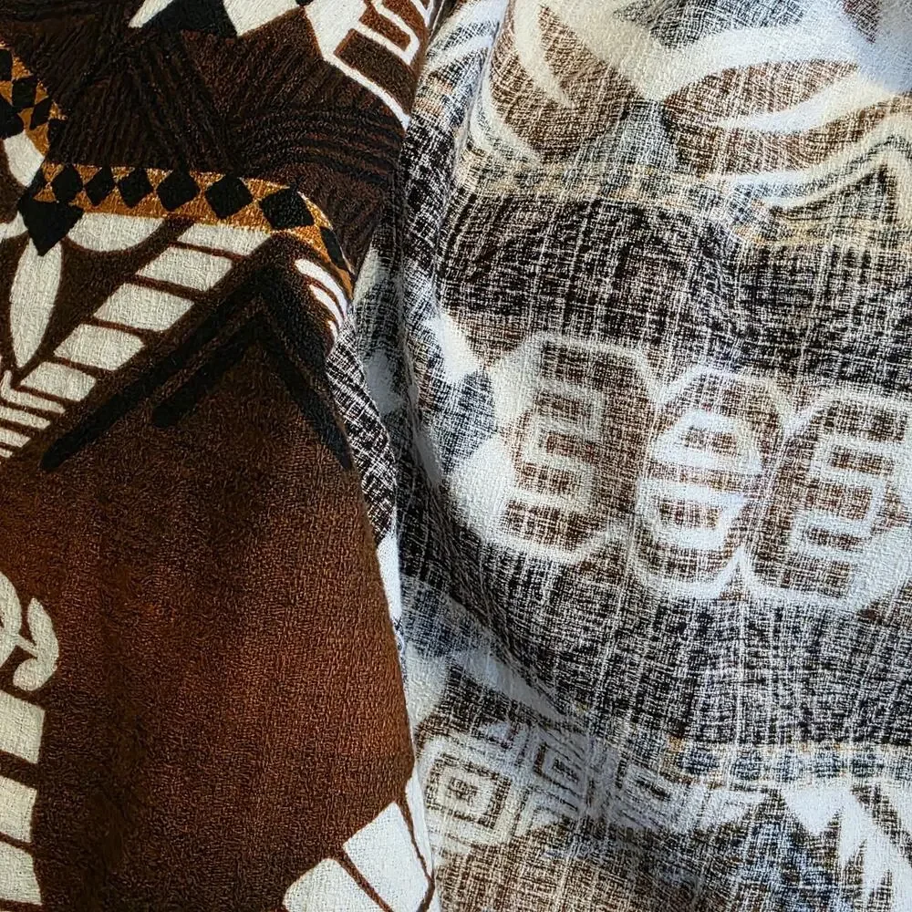 VTG Tapa Designs Hawaii Authentic Polynesian Tapa Print Wrap Skirt, sz Small